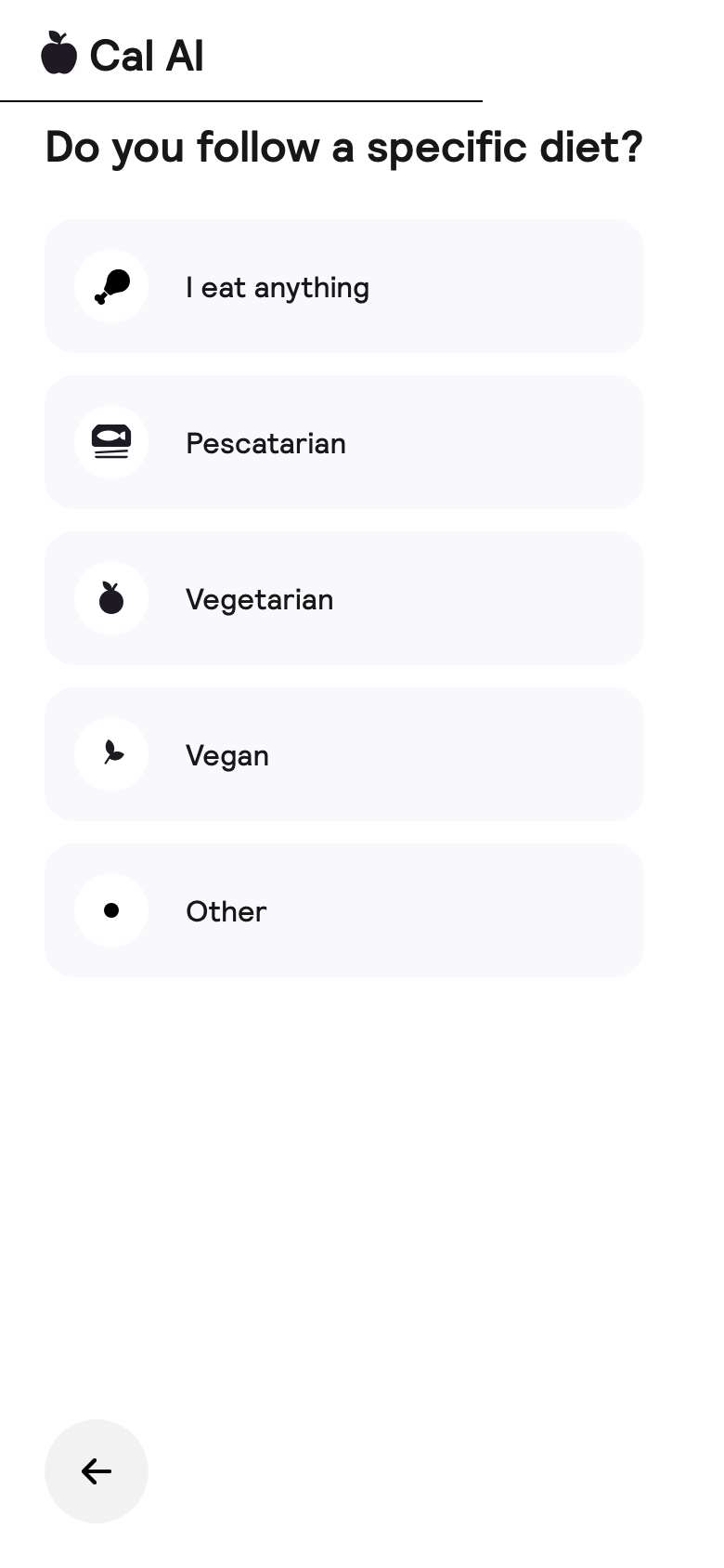 Diet screen