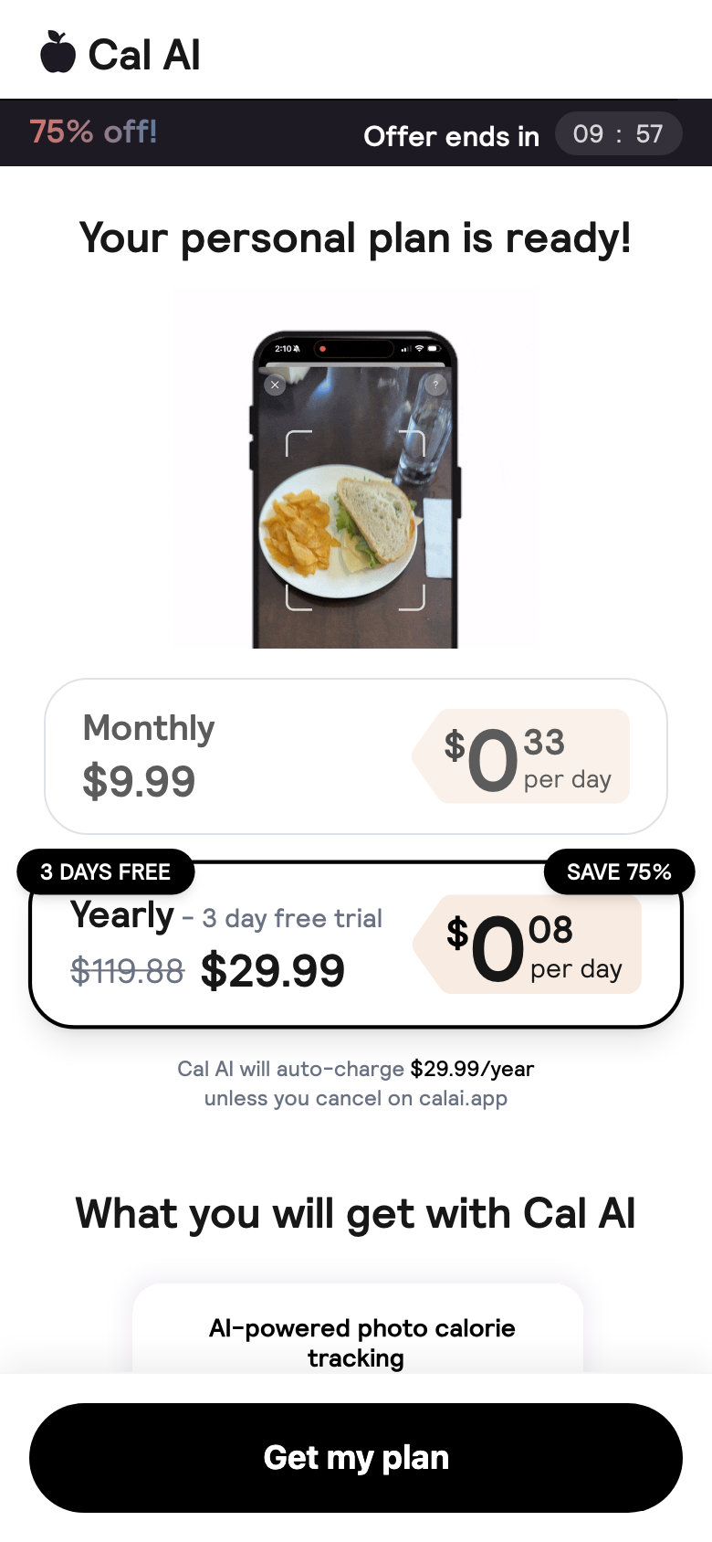 Paywall screen